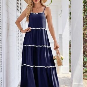 Chic Navy Blue Tiered Mini Dress